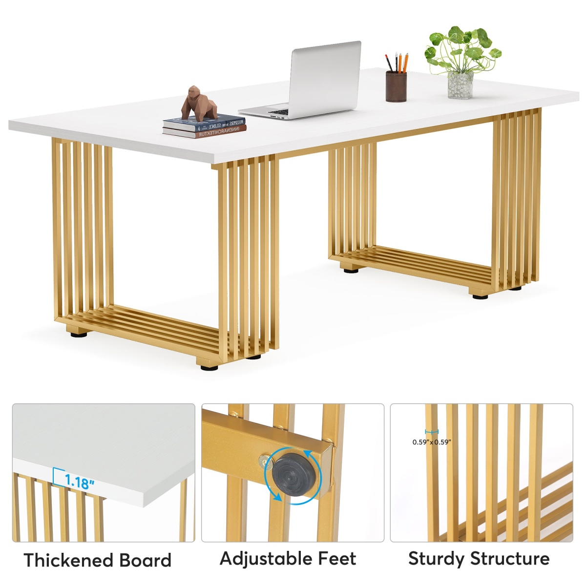 Executive Desk, 70.9? Modern Office Computer Desk Conference Table - Image 7
