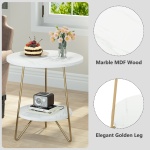 End Table, 2 Tier Round Sofa Bedside Table with Shelves - Image 7