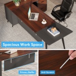 Executive Desk, 87? L-Shaped Computer Desk with 51? File Cabinet - Image 6