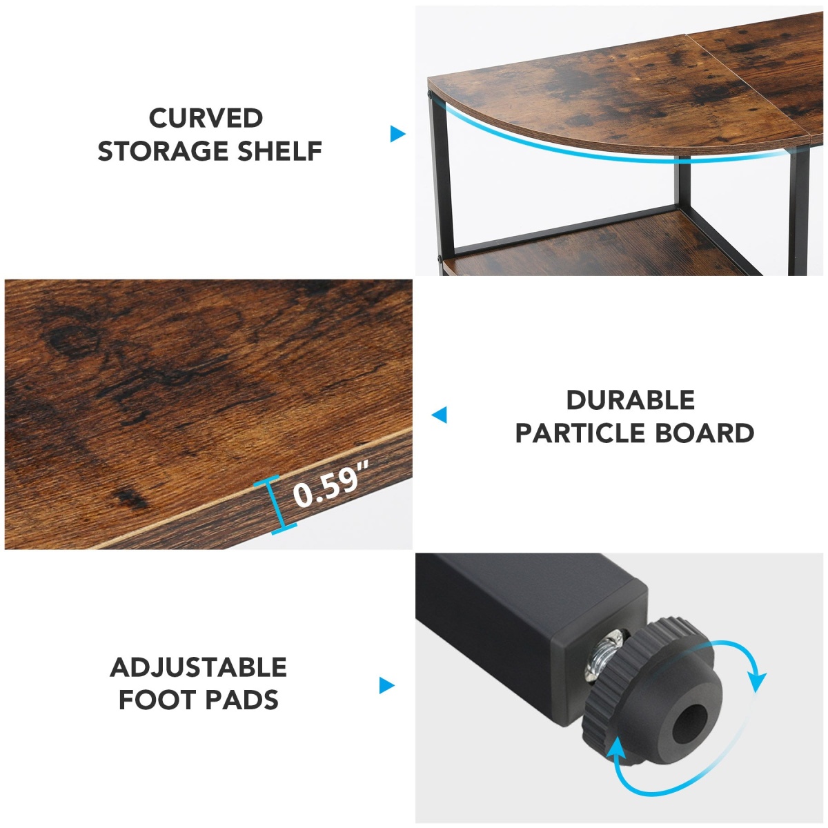L-Shaped Desk, 75 inch Corner Computer Desk with Reversible Shelves - Image 7