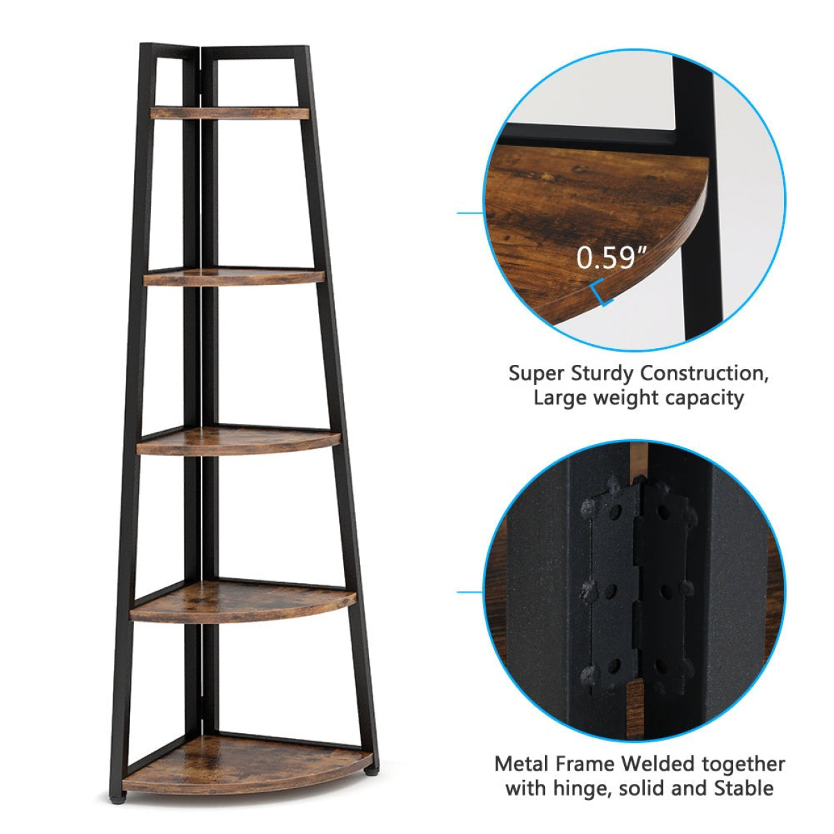 Corner Shelf, 70? Tall Corner Ladder Shelf Small Bookshelf - Image 8