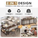 L-Shaped Console Table, Reversible Sofa Table with 3-Tier Shelves - Image 7