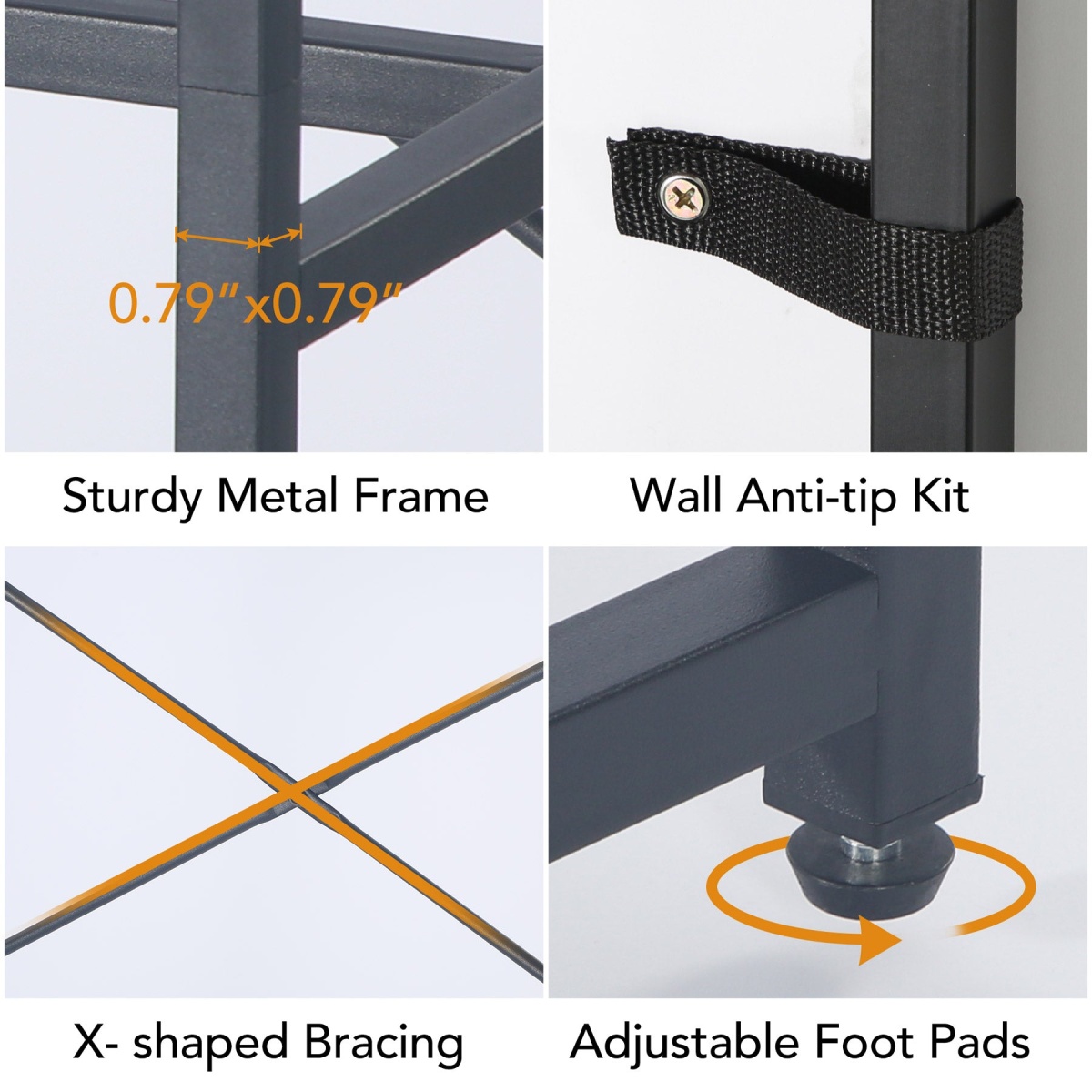 Freestanding Closet Organizer, Garment Rack with Shelves and Hanging Rods - Image 7