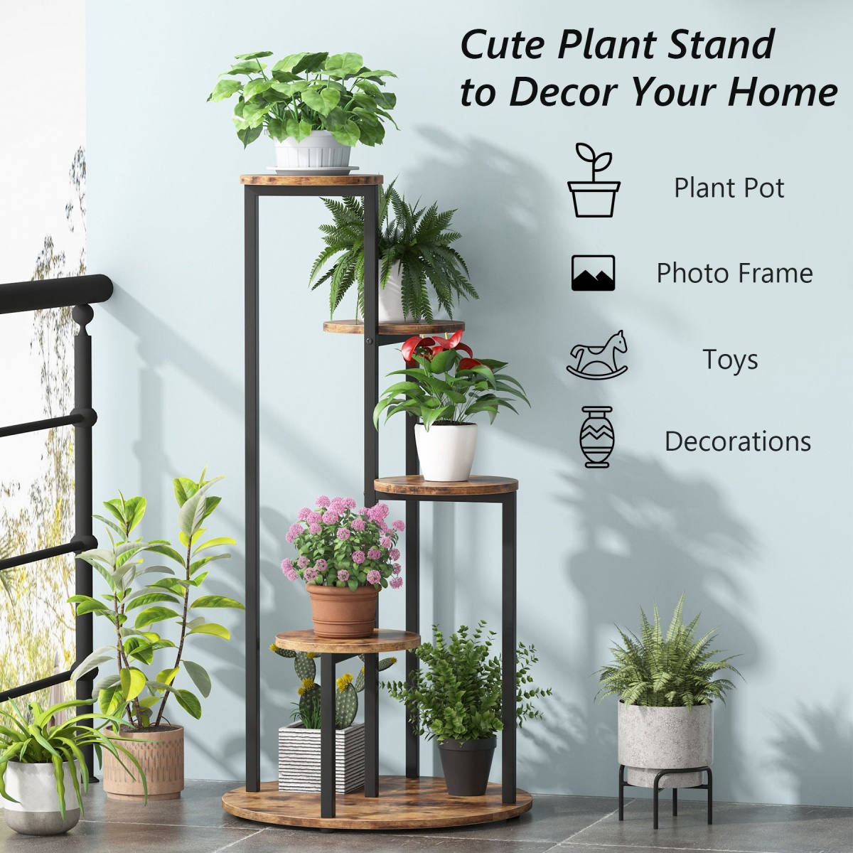 Plant Stand, 4-Tier Plant Shelf Holders Corner Flower Pot Stands - Image 7