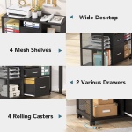 File Cabinet, 2-Drawer Mobile Filing Cabinets Printer Stand - Image 7