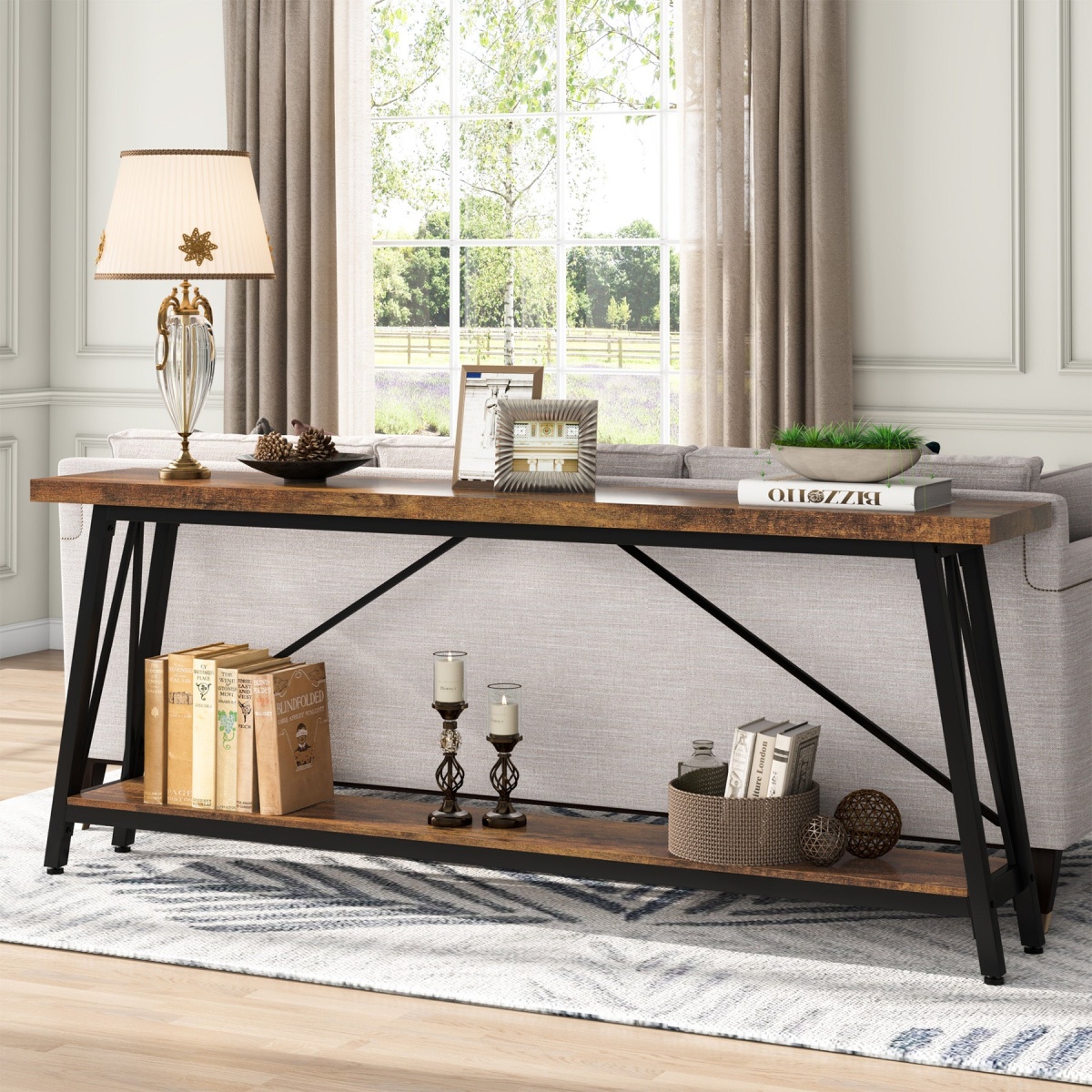 Console Table, 70.9 Inches Extra Long Sofa Table Behind Couch - Image 4