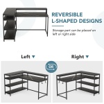 L-Shaped Desk, 53? Reversible Corner Desk with Shelves and Monitor Stand - Image 7