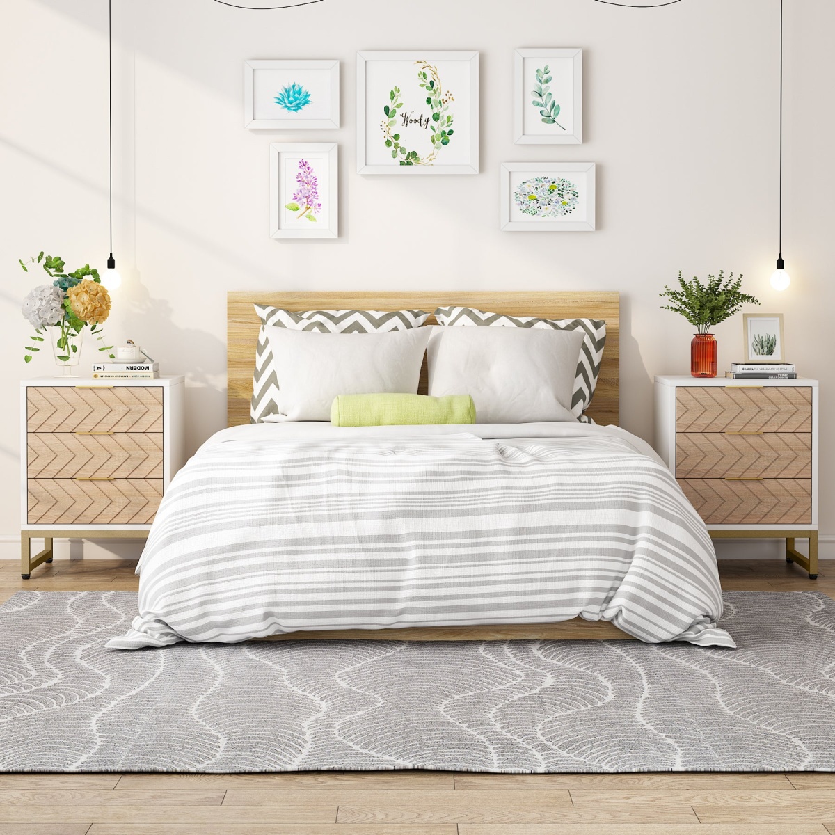Nigntstand, Modern Bedside Table with 3 Drawers - Image 9
