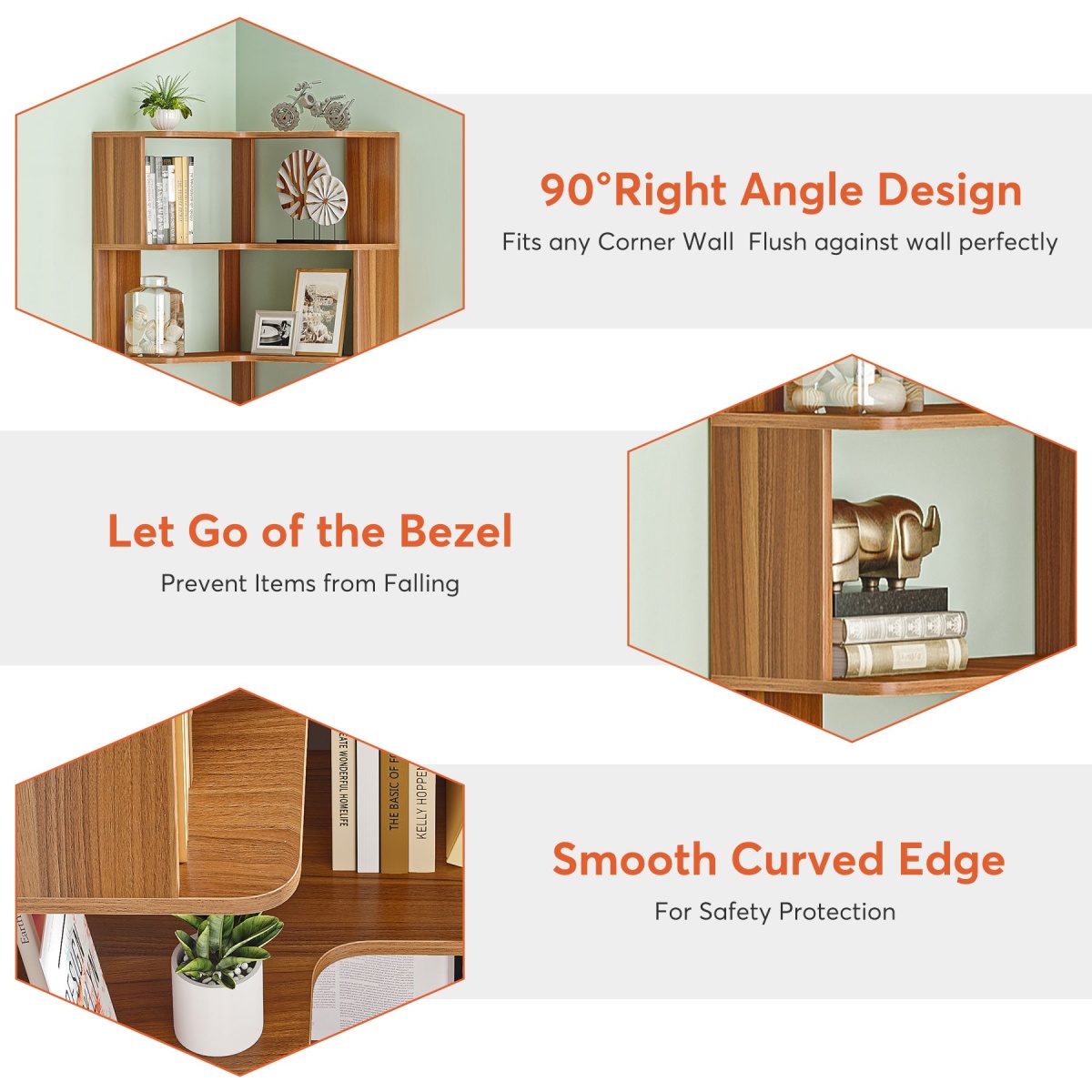 Corner Bookshelf, 6-Tier Corner Bookcase Display Rack - Image 7