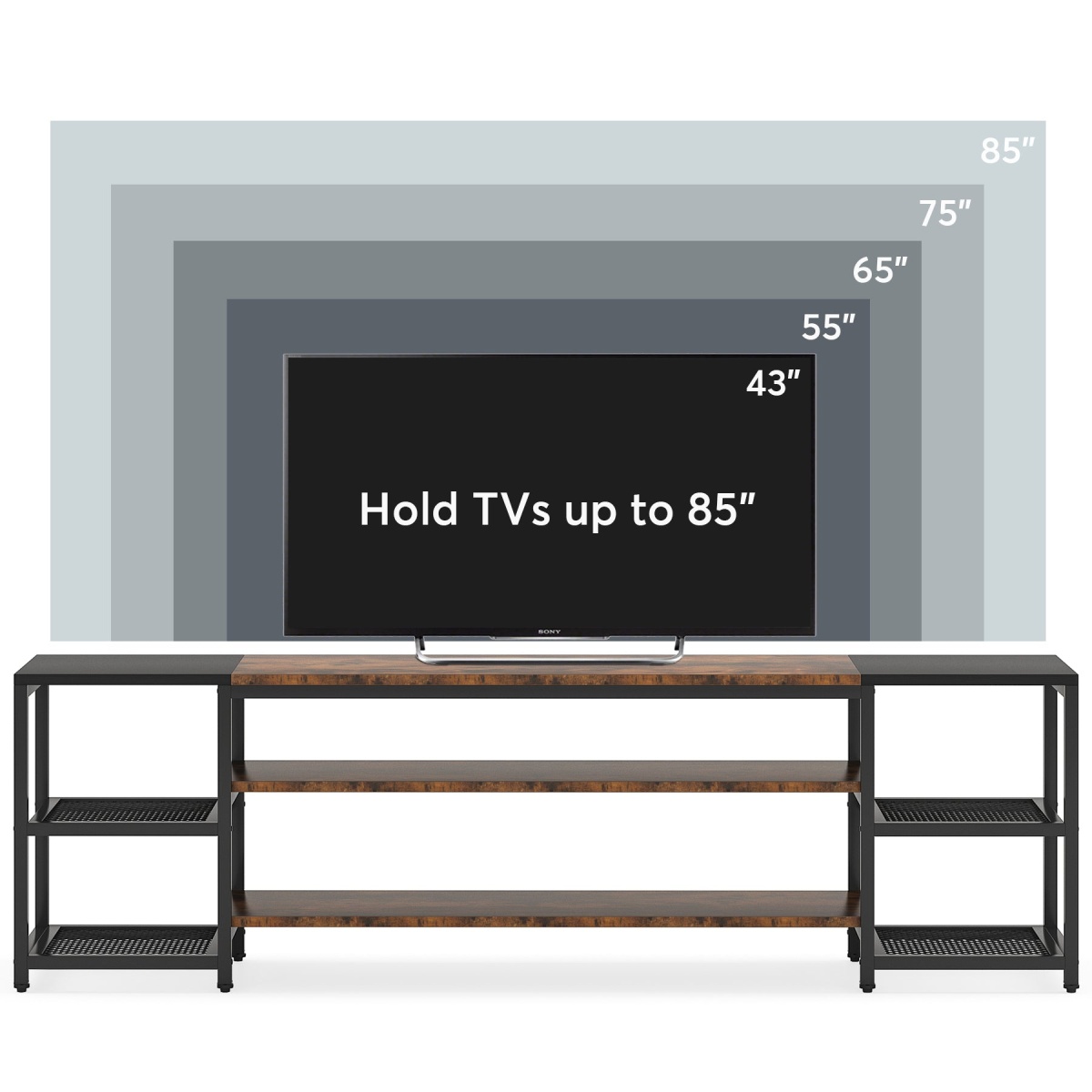 TV Stand, 3-Tier Media Entertainment Center for TV up to 85? - Image 6