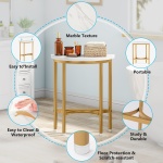 End Table, 20? Half Round Faux Marble Side Table - Image 7