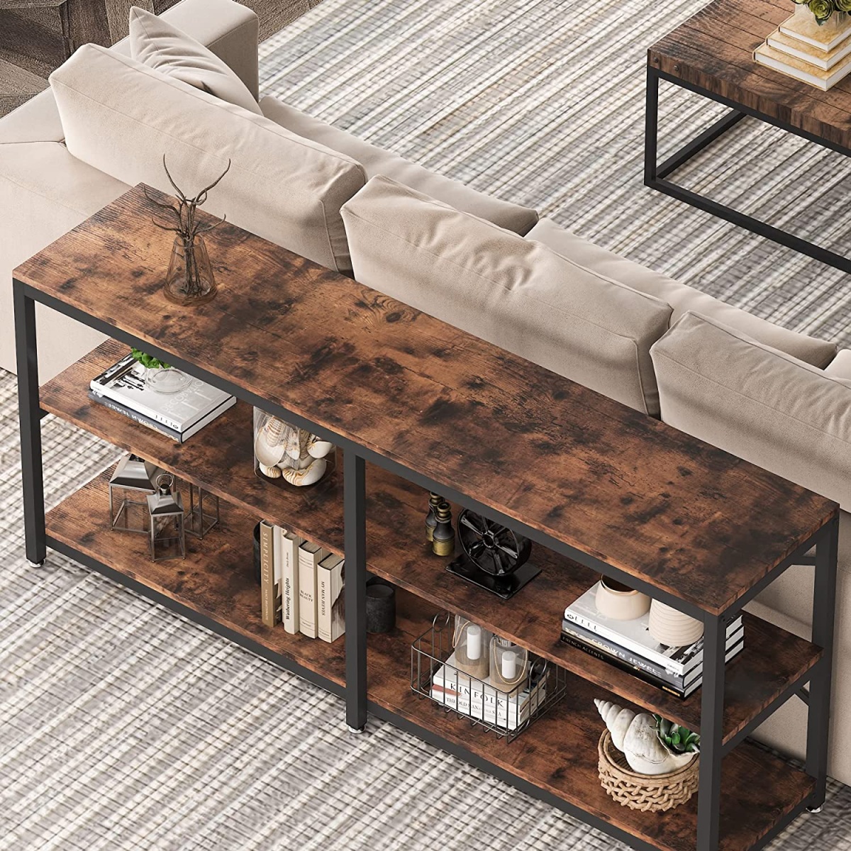Console Table, 70.9 inch Long Sofa Table with Storage Shelves - Image 6