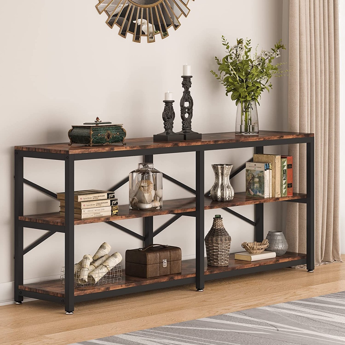 Console Table, 70.9 inch Long Sofa Table with Storage Shelves - Image 4