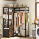 L Shaped Garment Rack with Shelves and 2 Fabric Drawers - Image 5