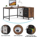 L-Shaped Desk, 55 Inch Computer Corner Desk with Drawer - Image 6