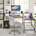 L-Shaped Desk, 70.5? Corner Computer Desk with Shelves & Monitor Stand - Image 2