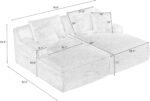 Oversized Double Chaise Lounge Loveseat Cozy Cloud Couch, Fluffy Corduroy Upholstered Sleeper Sectional Sofa Lounger Daybed with Throw Pillows and Wide Armrest for Living Room, No Assembly Required - Image 8