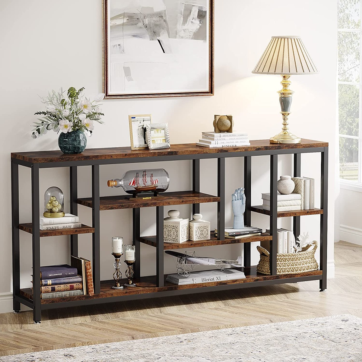 Console Table, 70.9? Entryway Sofa Table with Storage Shelves - Image 2
