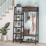 Freestanding Closet Organizer, 5-Tier Shelves Coat Garment Rack - Image 4