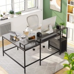 L-Shaped Desk, 70.5? Corner Computer Desk with Shelves & Monitor Stand - Image 5