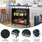 Bar Unit, 3-Tier Bar Table Liquor Cabinet with Stemware Rack - Image 6