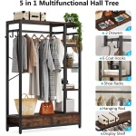 Freestanding Closet Organizer, 79? Garment Rack with 2 Drawers & Shelves - Image 7