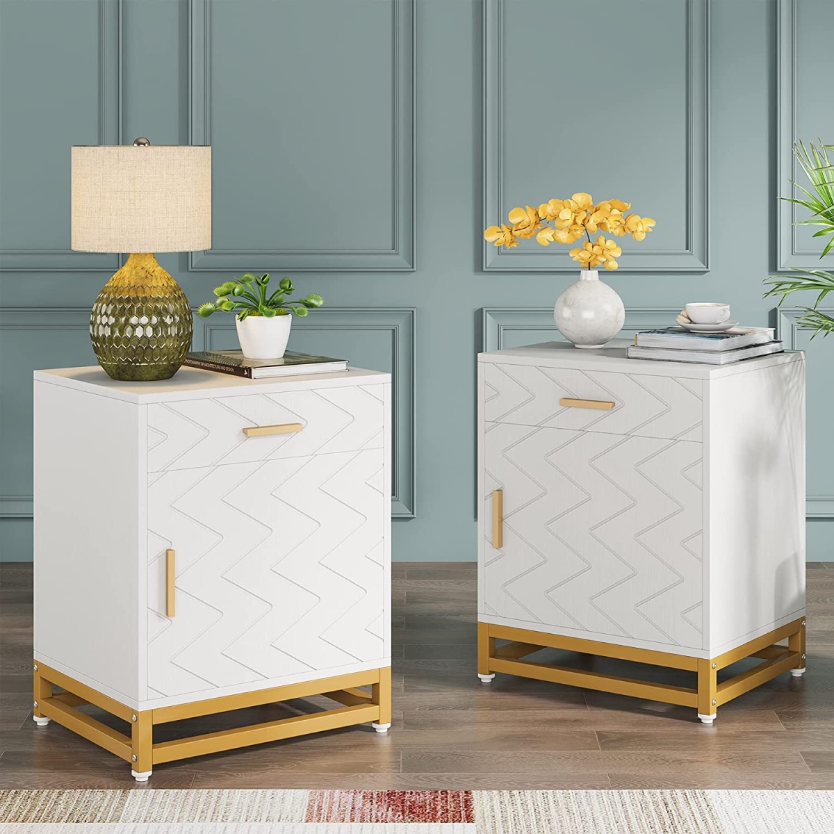 Nightstand, 26? Bedside Table with Drawer & Large Cabinet - Image 8