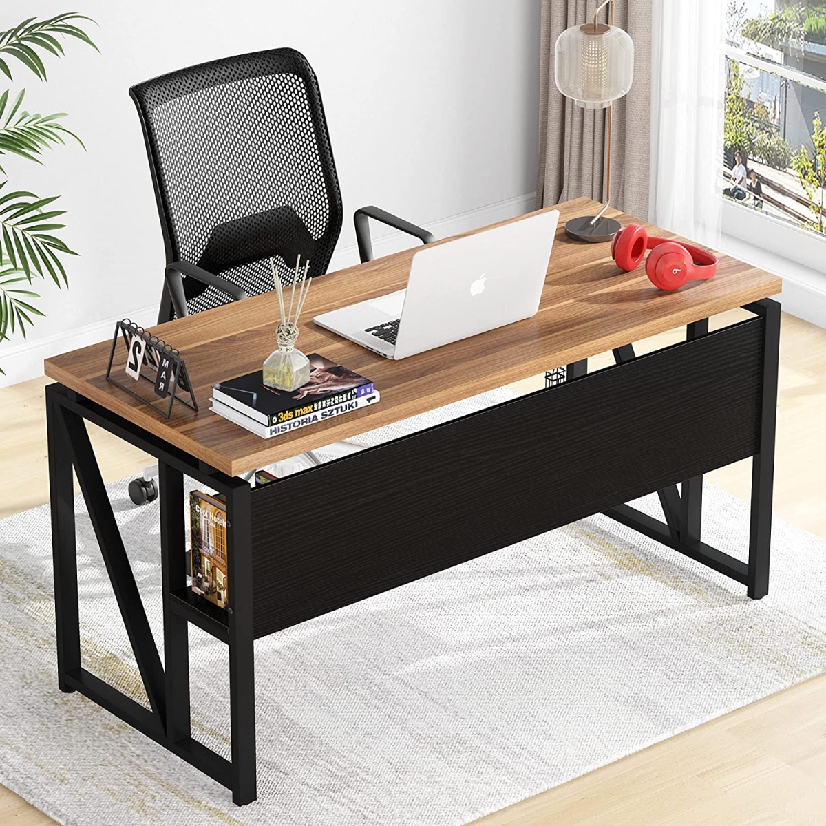 L-Shaped Desk Set, 55? Executive Desk and 32? File Cabinet - Image 5