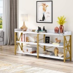 Console Table, 3 Tier Sofa Table Behind Couch with Storage Shelves - Image 9