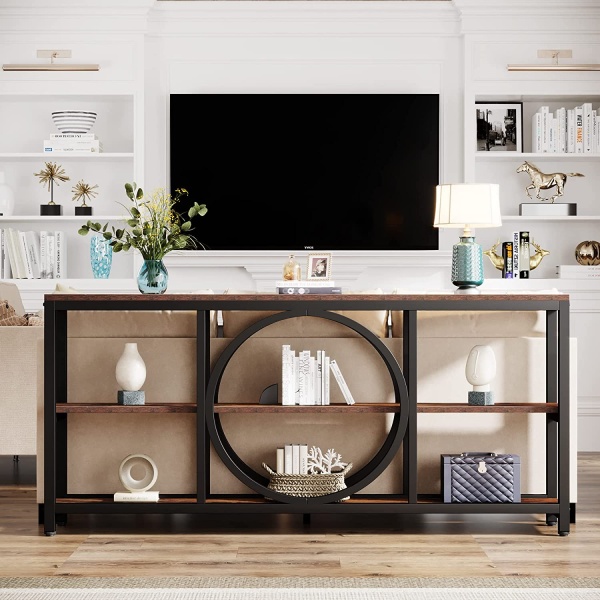 Console Table, 70.9? Narrow Sofa Table with 3 Tier Storage Shelves