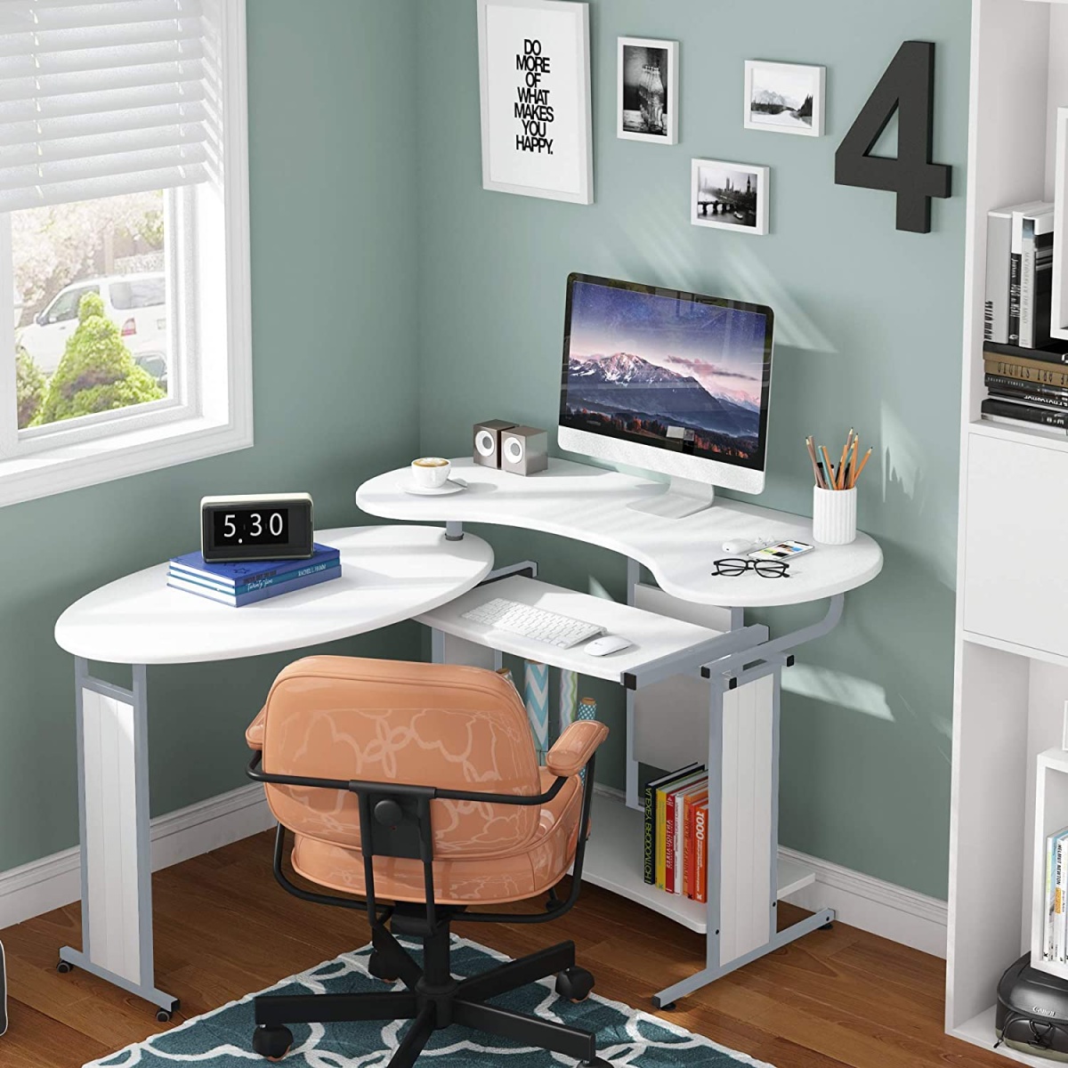 Rotating Desk, Modern L-Shaped Computer Desk, Corner Study Desk - Image 9