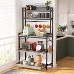 Kitchen Baker?s Rack with Hutch, 5 Tier Wood Microwave Oven Stand - Image 4