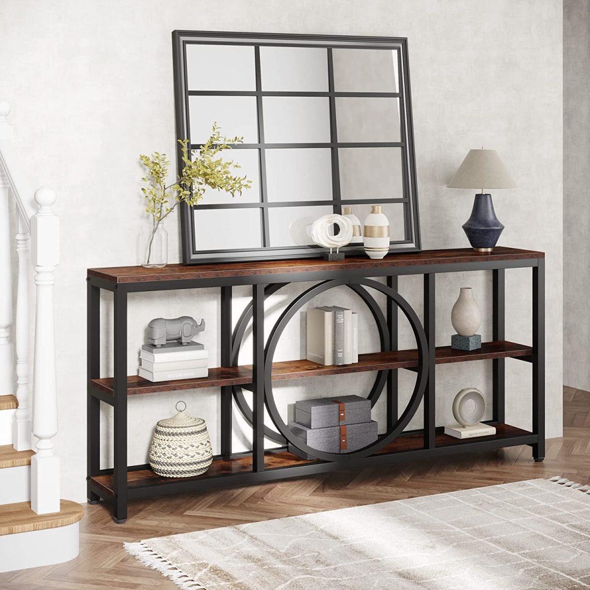 Console Table, 70.9? Narrow Sofa Table with 3 Tier Storage Shelves - Image 6