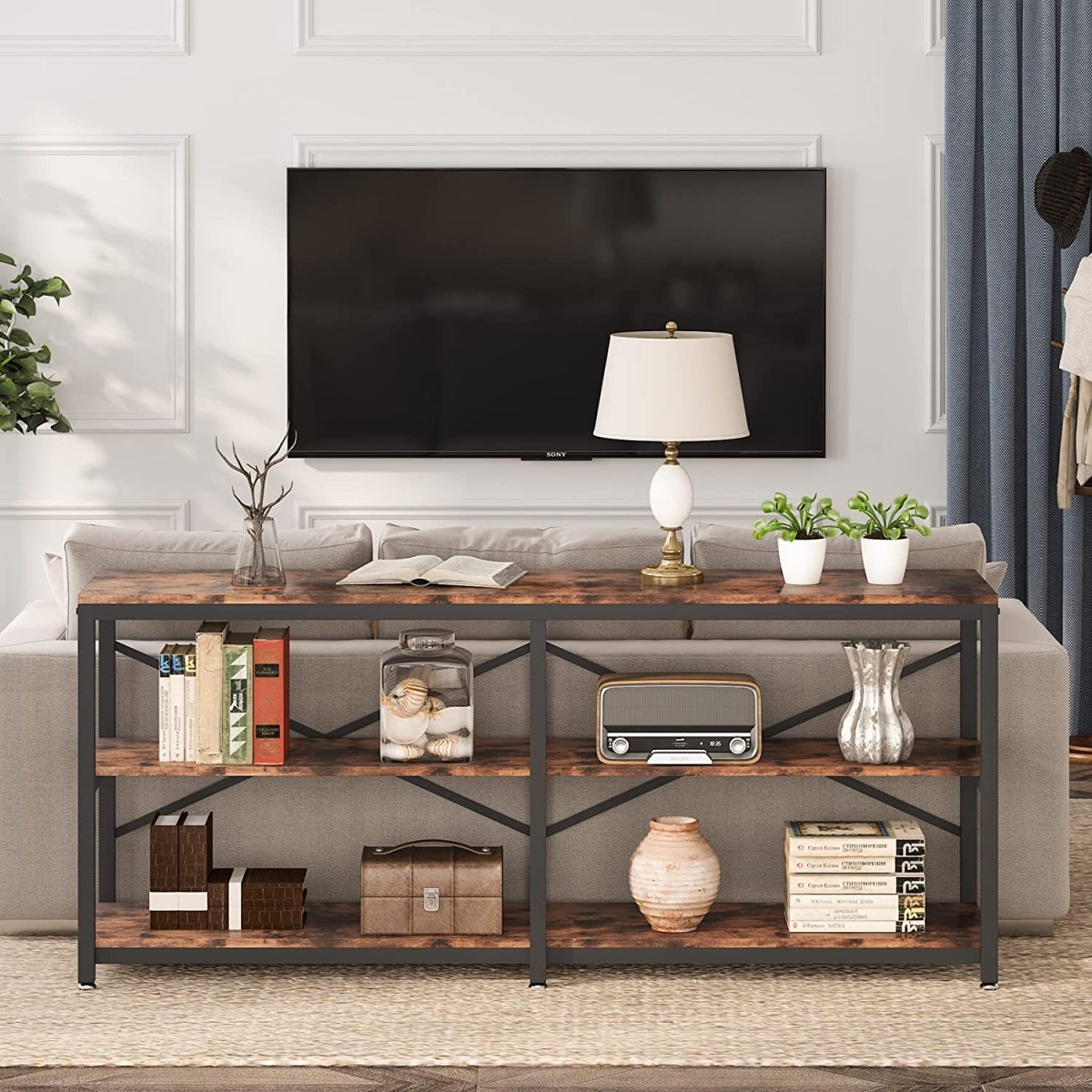 Console Table, 70.9 inch Long Sofa Table with Storage Shelves - Image 5