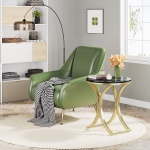 End Table, Round Sofa Side Table Coffee Table with Gold Metal Frame - Image 9