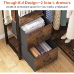 L Shaped Garment Rack with Shelves and 2 Fabric Drawers - Image 6