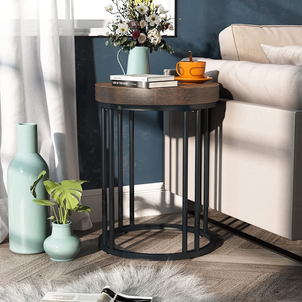 End Table, Modern Round Side Table, Small Nightstand - Image 4