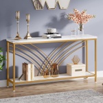 Console Table, 70.9? Faux Marble Entryway Table with 2 Tier Storage Shelf