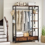 Freestanding Closet Organizer, 79? Garment Rack with 2 Drawers & Shelves - Image 6