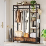 Freestanding Closet Organizer, 79? Garment Rack with 2 Drawers & Shelves - Image 4