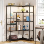 Corner Bookshelf, 70 Inch Bookcase with Led Light & Acrylic Glass - Image 5