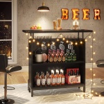 Bar Unit, 3-Tier Bar Table Liquor Cabinet with Stemware Rack - Image 5