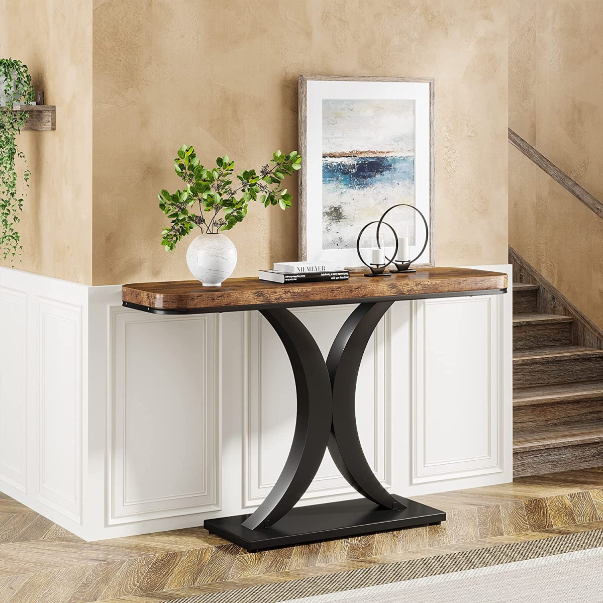 Console Table, 40? Industrial Entryway Foyer Table - Image 5