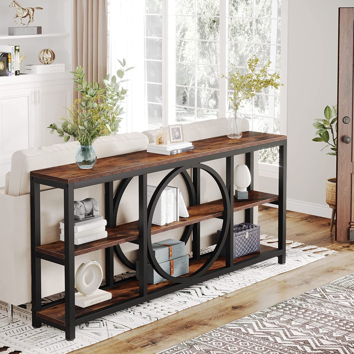 Console Table, 70.9? Narrow Sofa Table with 3 Tier Storage Shelves - Image 4