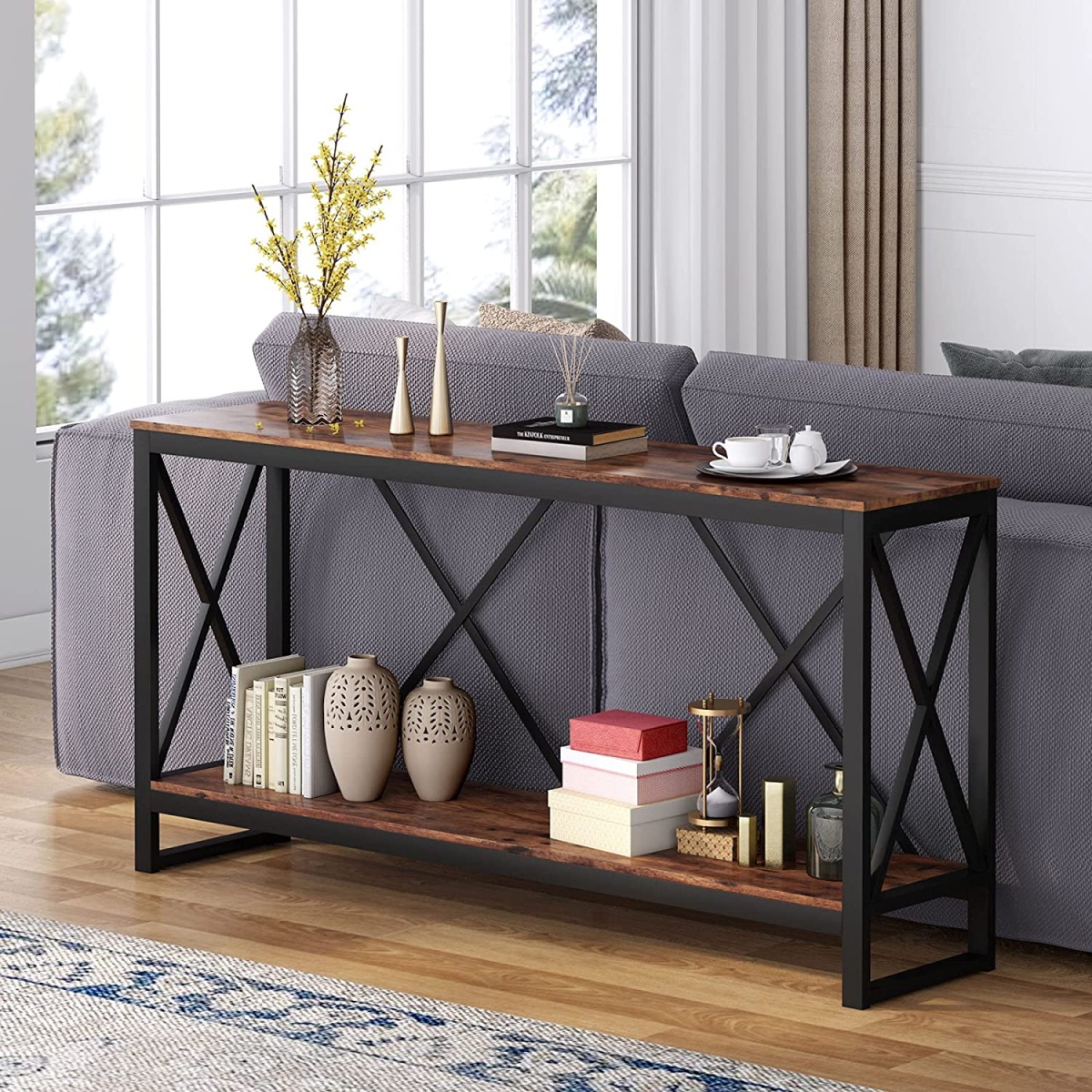 Console Table, 70.9? Entry Sofa Table with Open Storage Shelf - Image 5