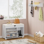 Coat Rack Shoe Bench Set, 6-in-1 Hall Tree with Wall Mounted Shelf - Image 5