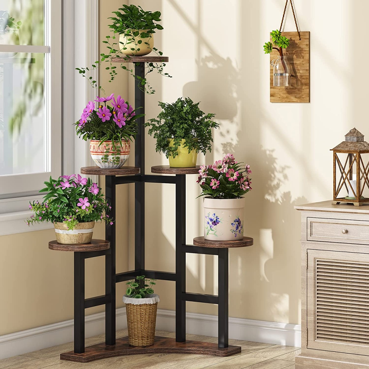 Corner Plant Stand Indoor, 6 Tiered Plant Shelf Flower Stand - Image 1