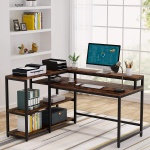 Reversible L Shaped Computer Corner Desk with Shelves - Image 4