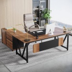 L-Shaped Desk, 70.8? Executive Desk with 35.4? File Cabinet - Image 2