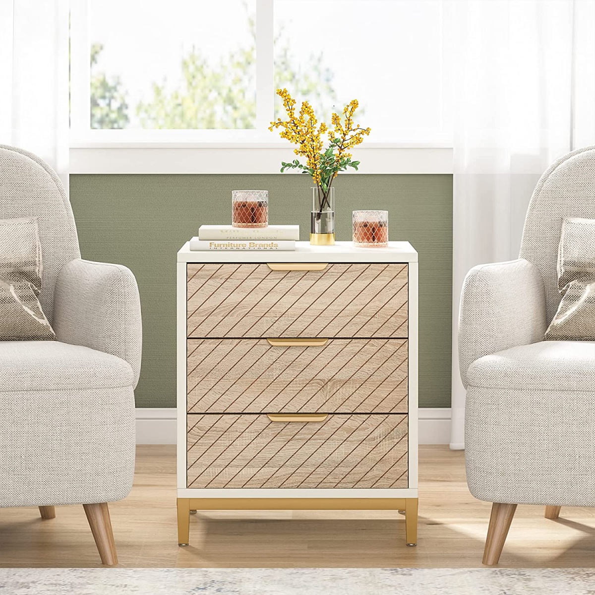 Nigntstand, 3 Drawers Bedside End Table for Bedroom - Image 4